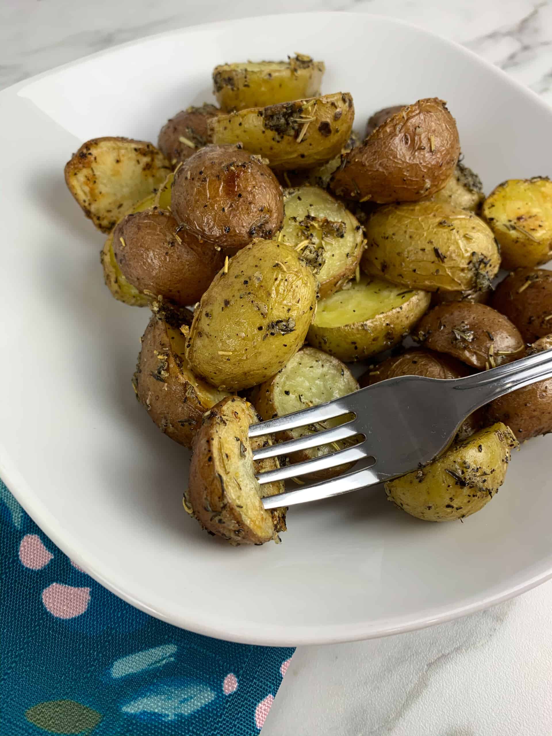 roasted potatoes on a plate