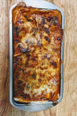 Baked Seafood lasagna in Pan