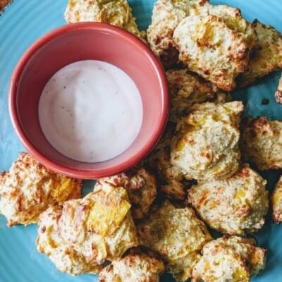 summer squash fritters on a plate