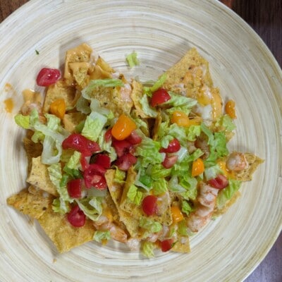 plated air fryer nachos on a plate