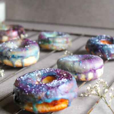 glazed sparkly galaxy donuts