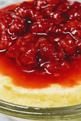 air fryer cheesecake with raspberry compote
