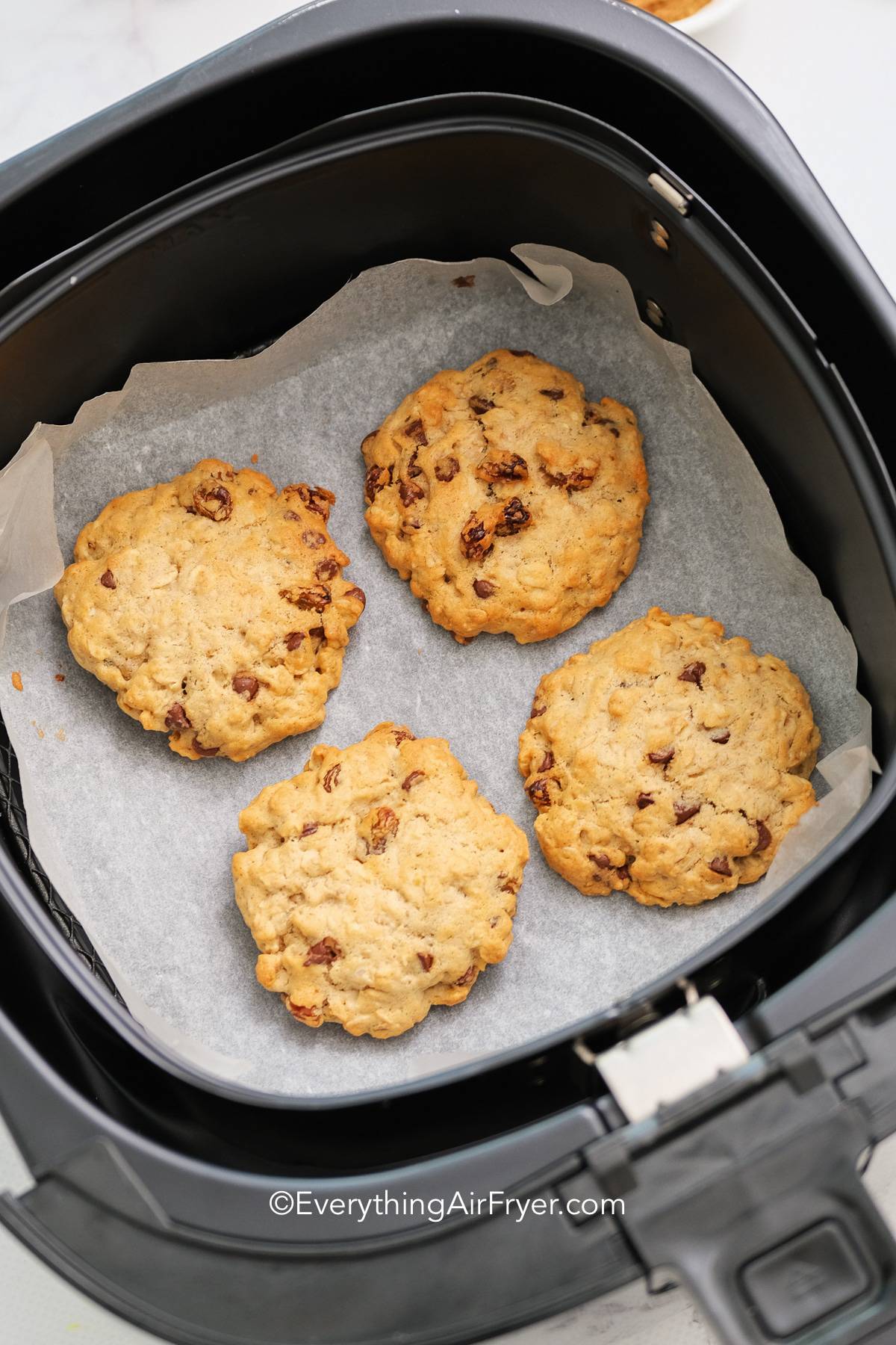 Cooked oatmeal cookies in air fryer