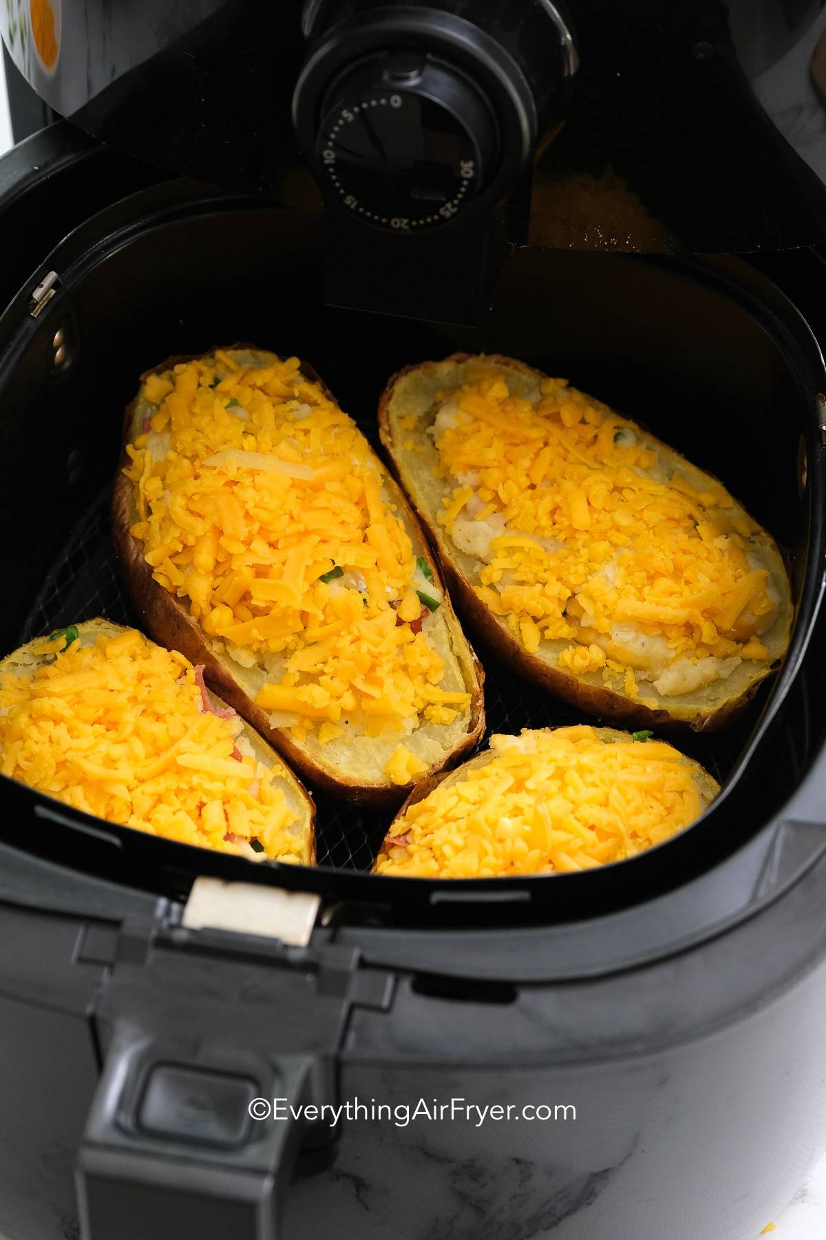 Uncooked Twice Baked Potatoes in Air Fryer