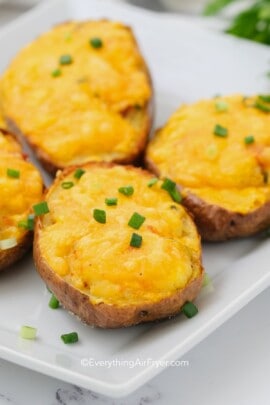 Air Fryer Twice Baked Potatoes on Plate