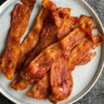 Air Fryer Bacon on a plate
