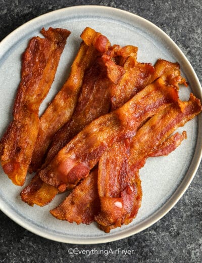 Air Fryer Bacon on a plate