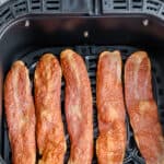 turkey bacon in an air fryer basket
