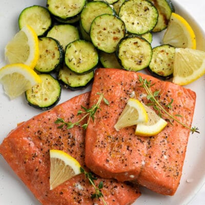 AirFryer Salmon and Zucchini with lemon