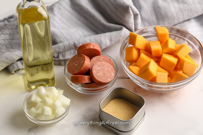Air Fryer Butternut Squash and Sausage ingredients