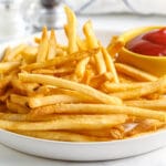 Air Fryer Frozen French Fries on a plate