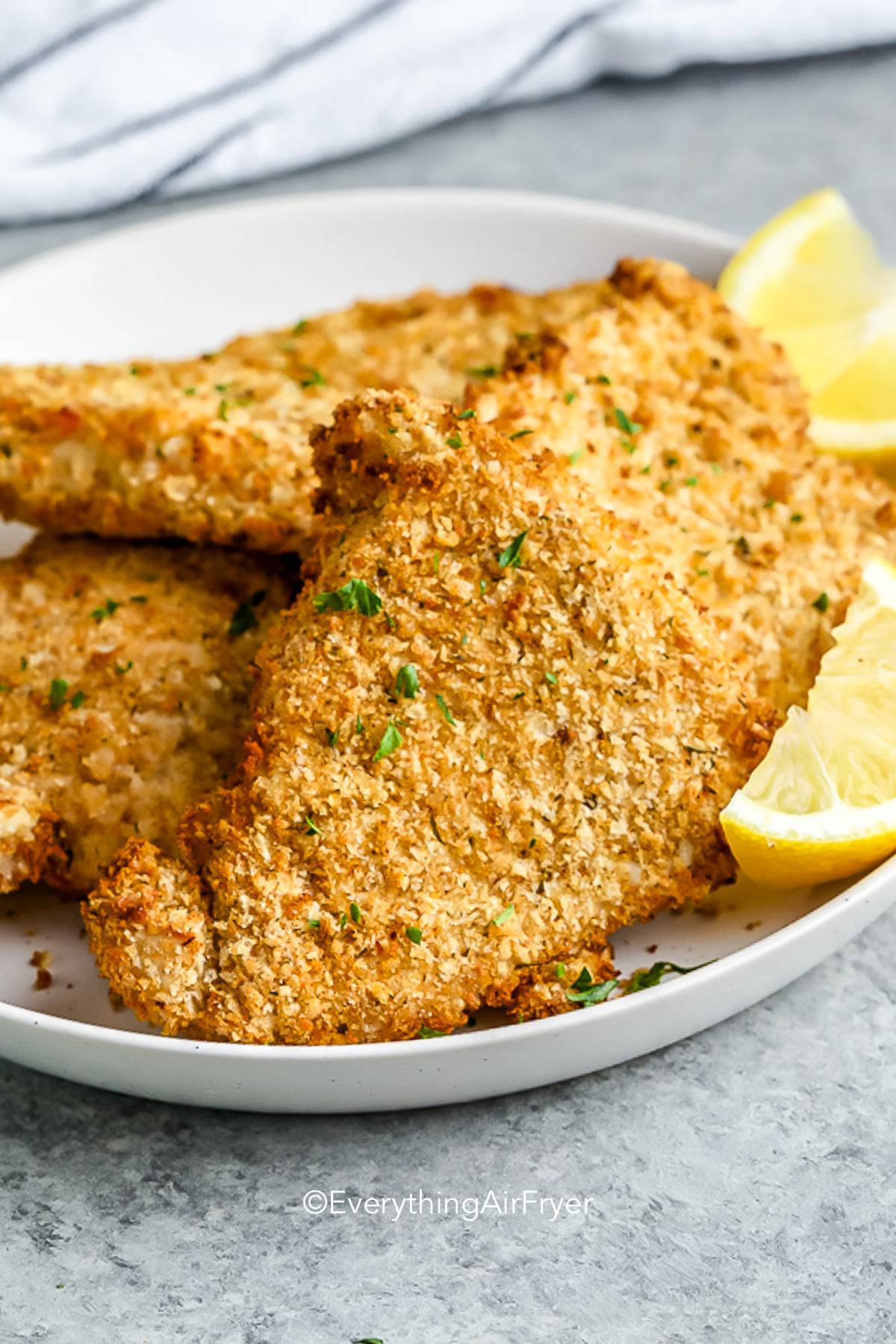 Air Fryer Chicken Cutlets with lemon