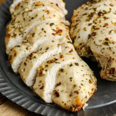 Air Fryer Herbed Chicken Breasts on a plate