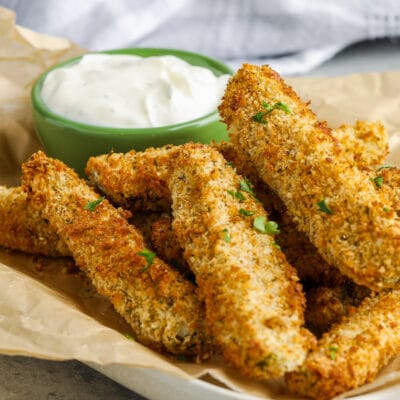 Air Fryer Pickle Spears with dip