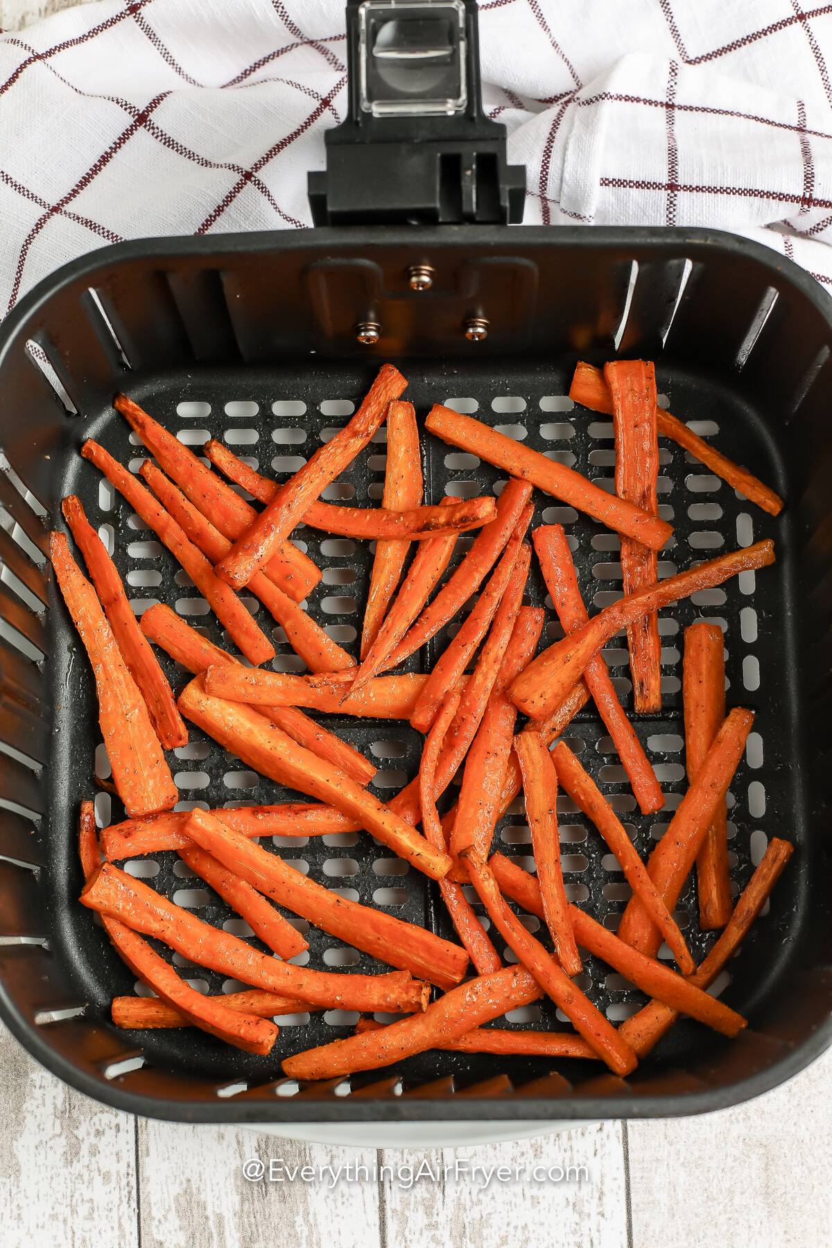 Air Fryer Carrot Fries in an air fryer basket