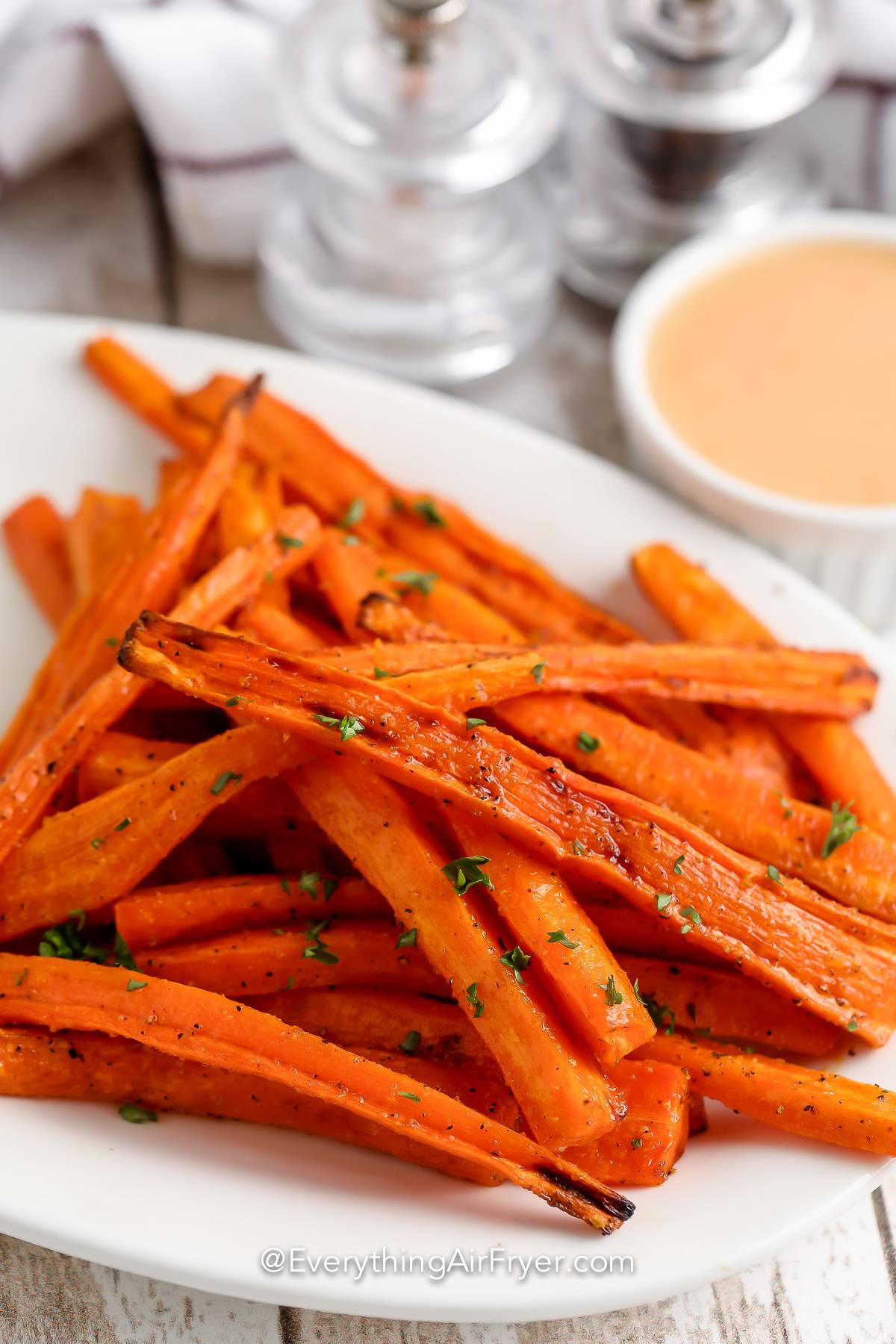 Air Fryer Carrot Fries on a plate.