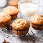 Air Fryer Pumpkin Spice Muffins cooling on a cooling rack