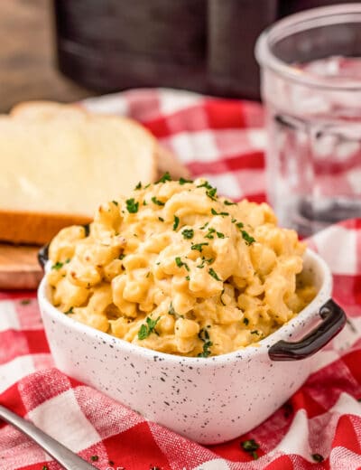 A bowl of Air Fryer Mac and Cheese
