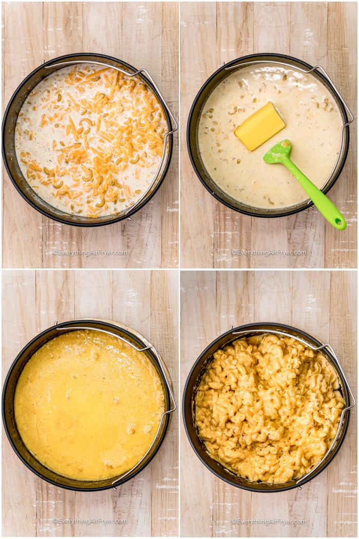 The steps to prepare air fryer mac and cheese