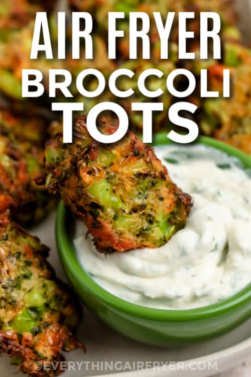broccoli tots and dip with text