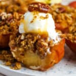 air fryer baked apple topped with ice cream