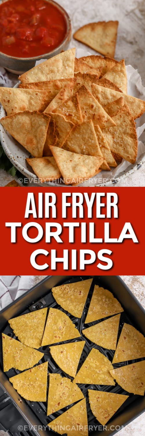 cooked tortilla chips and uncooked tortilla chips with text