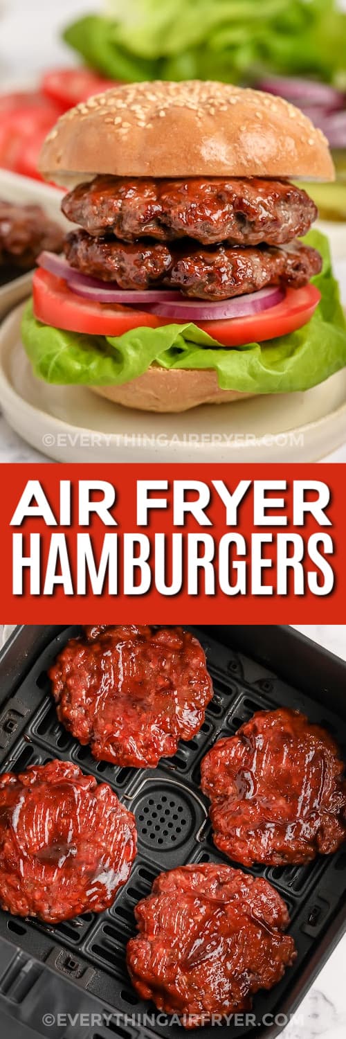 hamburger and hamburger patties with text
