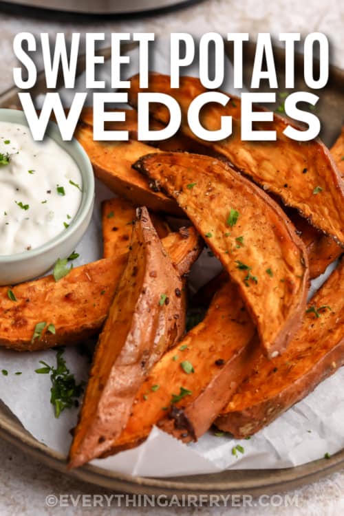 sweet potato wedges with text
