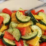 air fryer vegetables on a plate with text