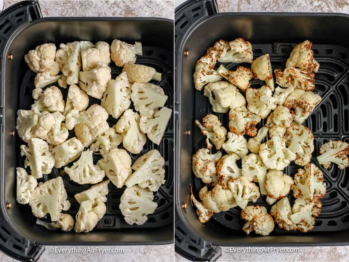 process of cooking cauliflower in air fryer