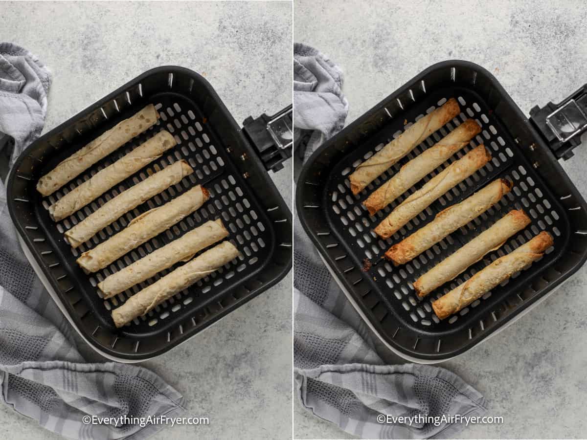 process of cooking frozen taquitos in air fryer