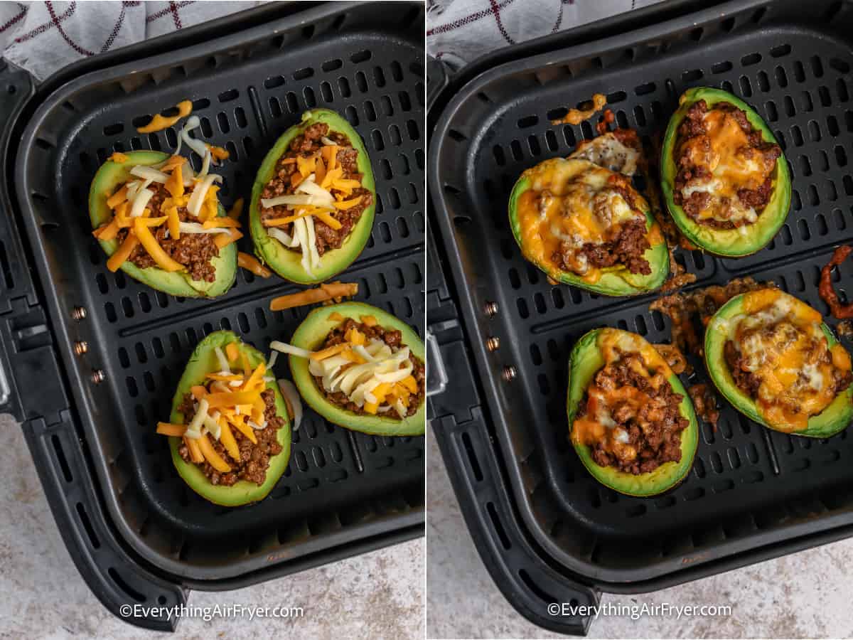 process of cooking stuffed avocados in air fryer try