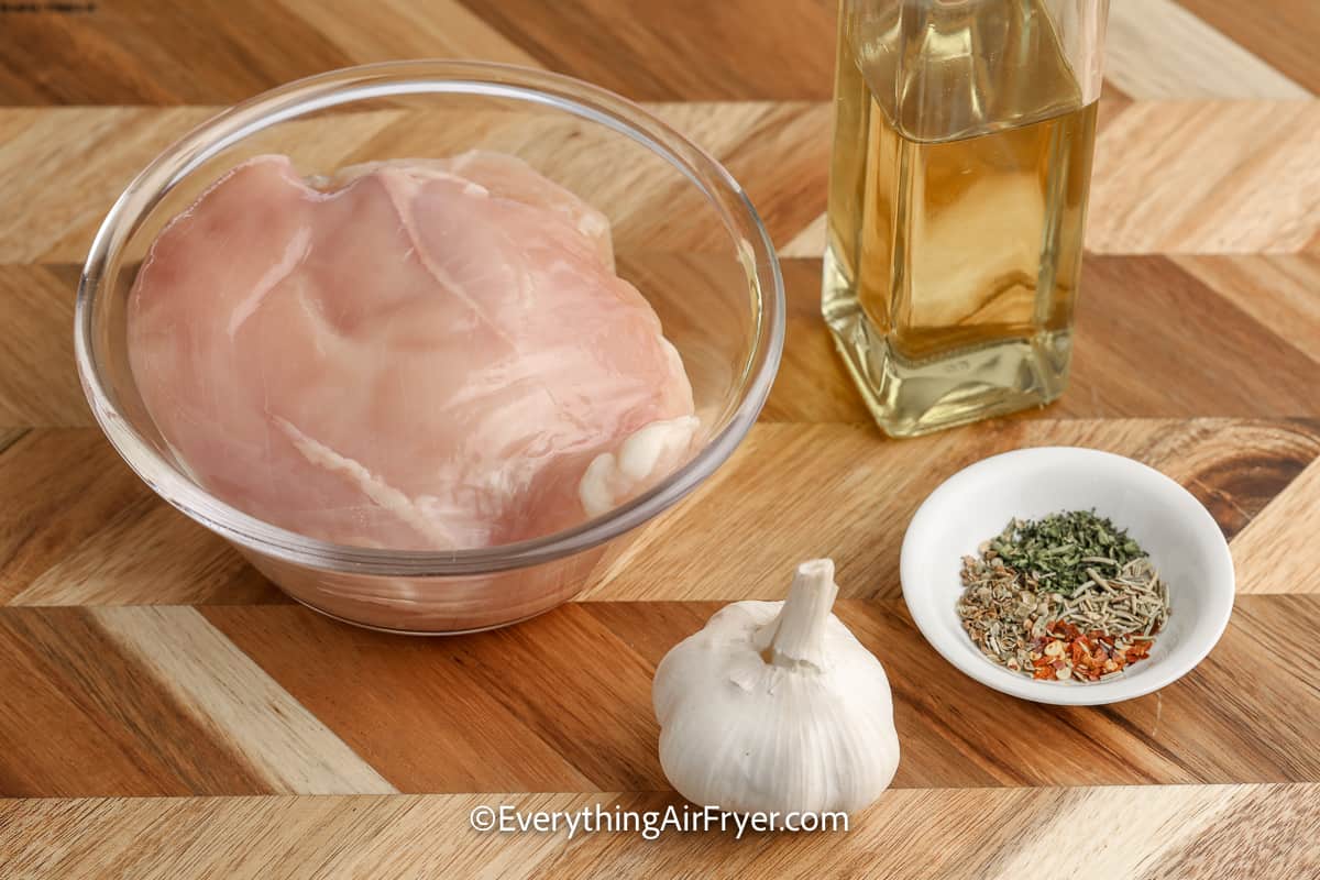ingredients assembled to make herb chicken breasts