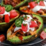 stuffed avocados on a plate