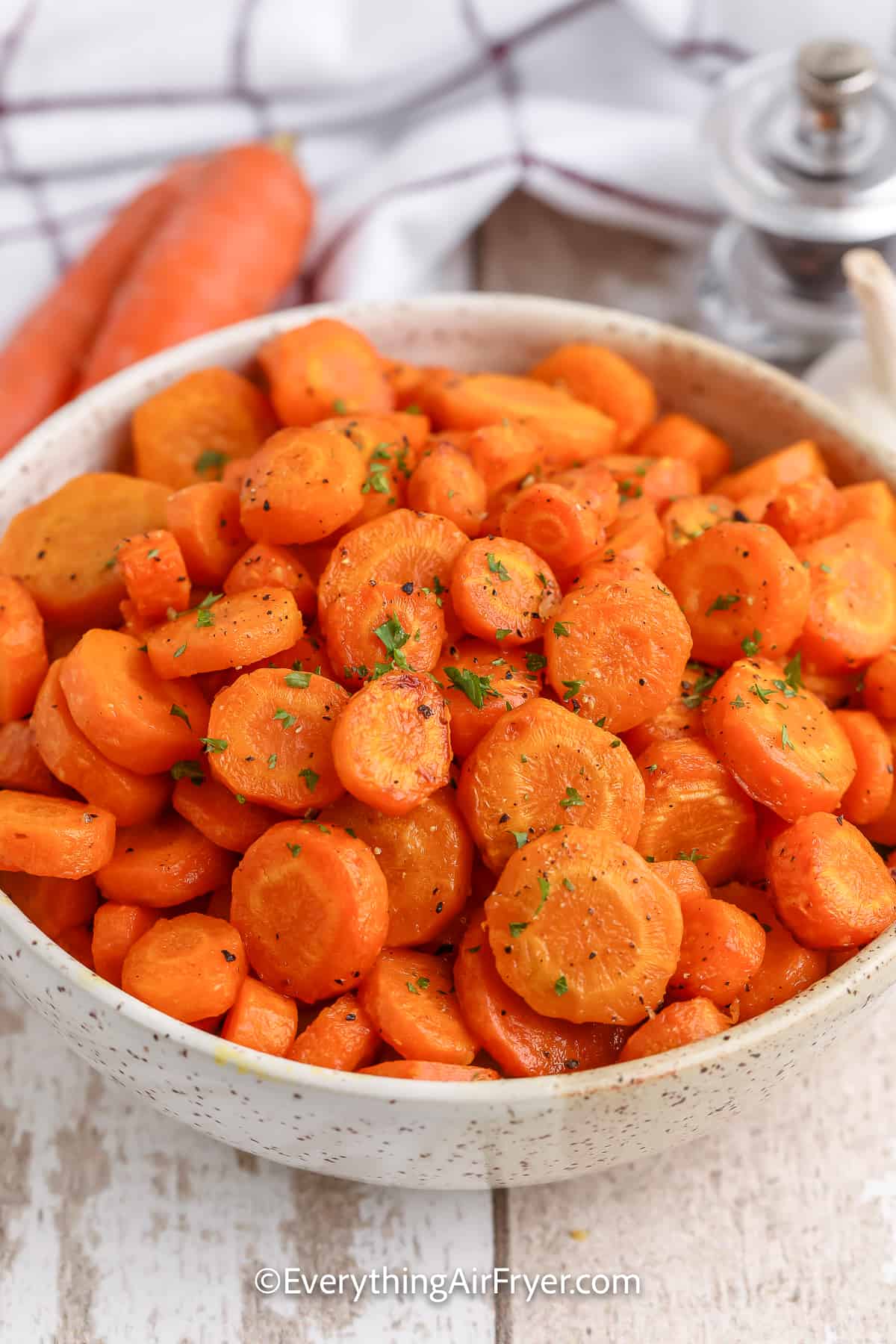buttery air fryer carrots in a bowl