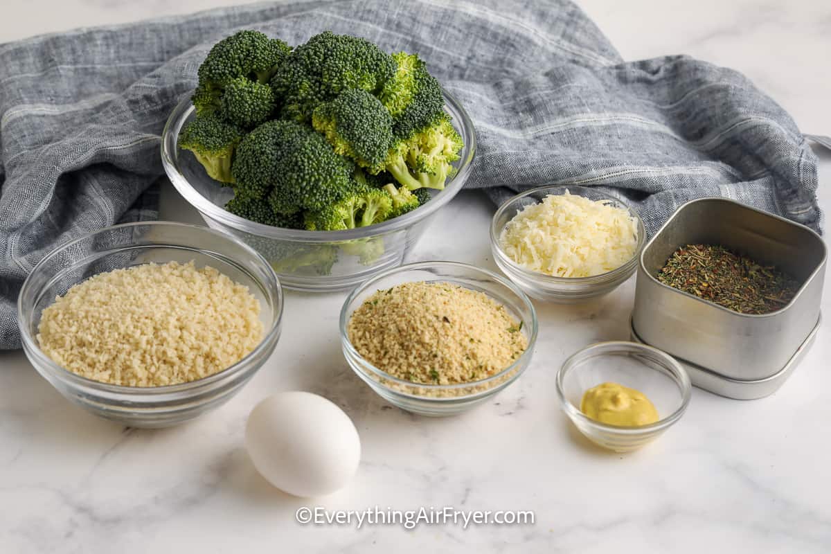 ingredients assembled to make air fryer broccoli