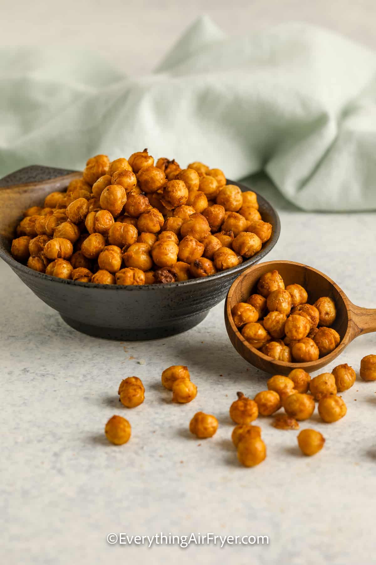 air fried chickpeas in a bowl
