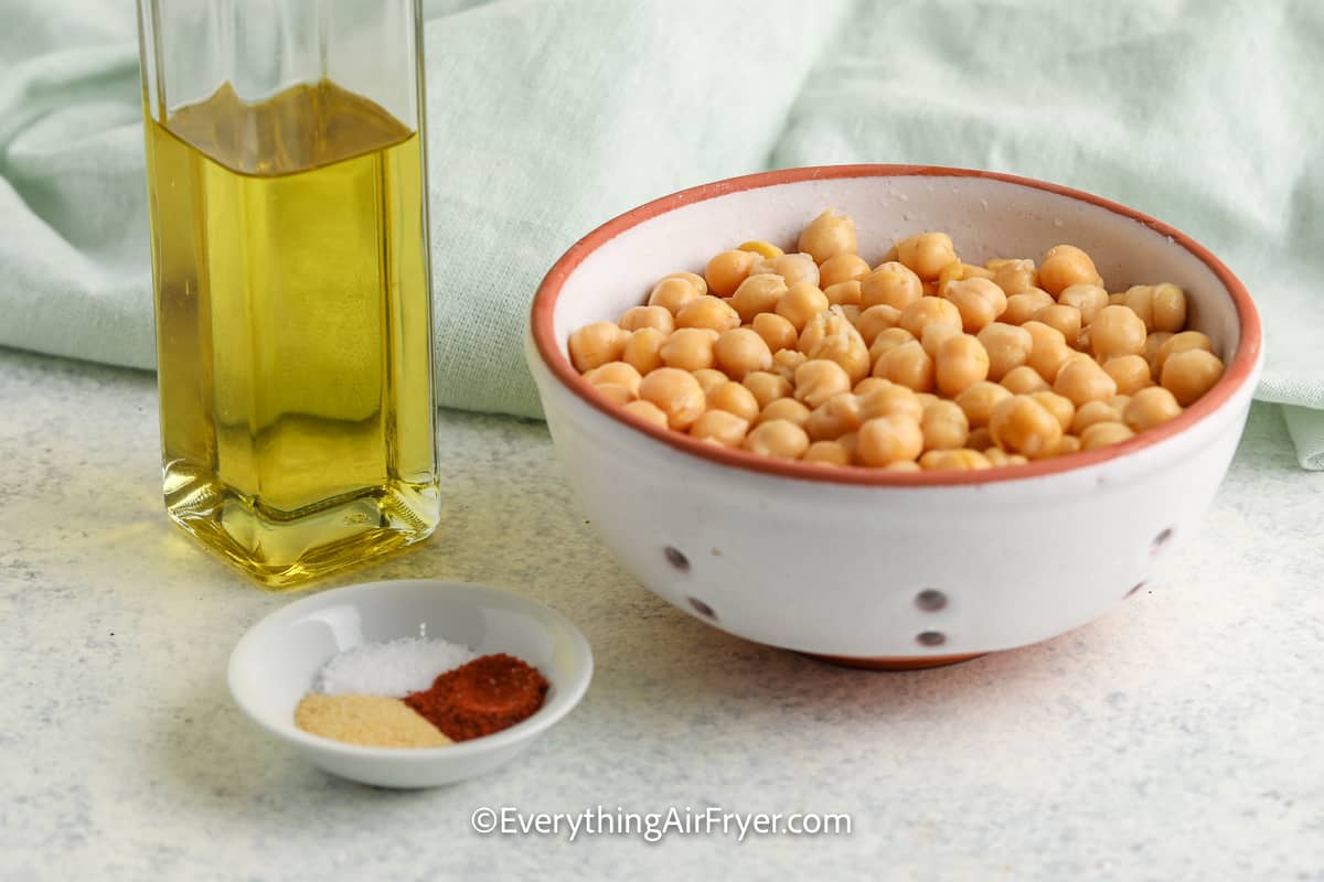 ingredients assembled to make air fried chickpeas