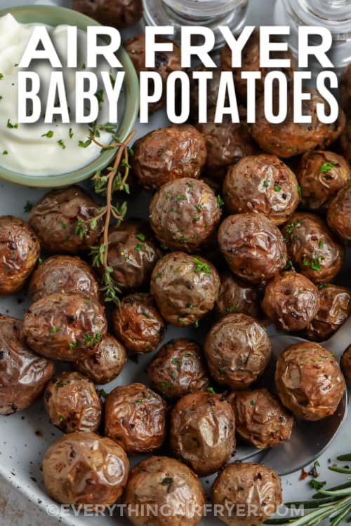 air fried baby potatoes with text