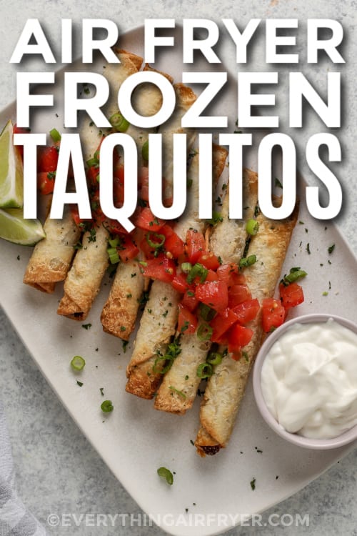 taquitos on a plate with text