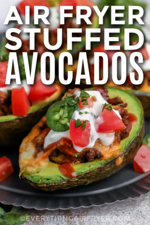 stuffed avocados with text