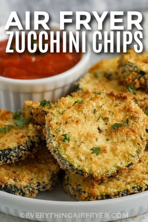 air fryer zucchini chips with text