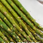 cooked asparagus with text