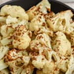 air fryer cauliflower in a bowl with text