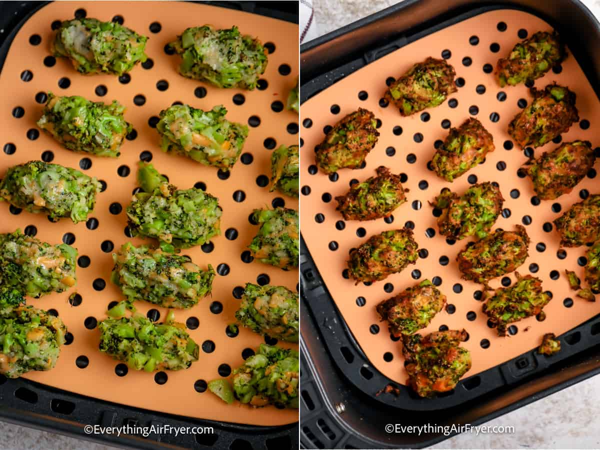 process of cooking Air Fryer Broccoli Tots