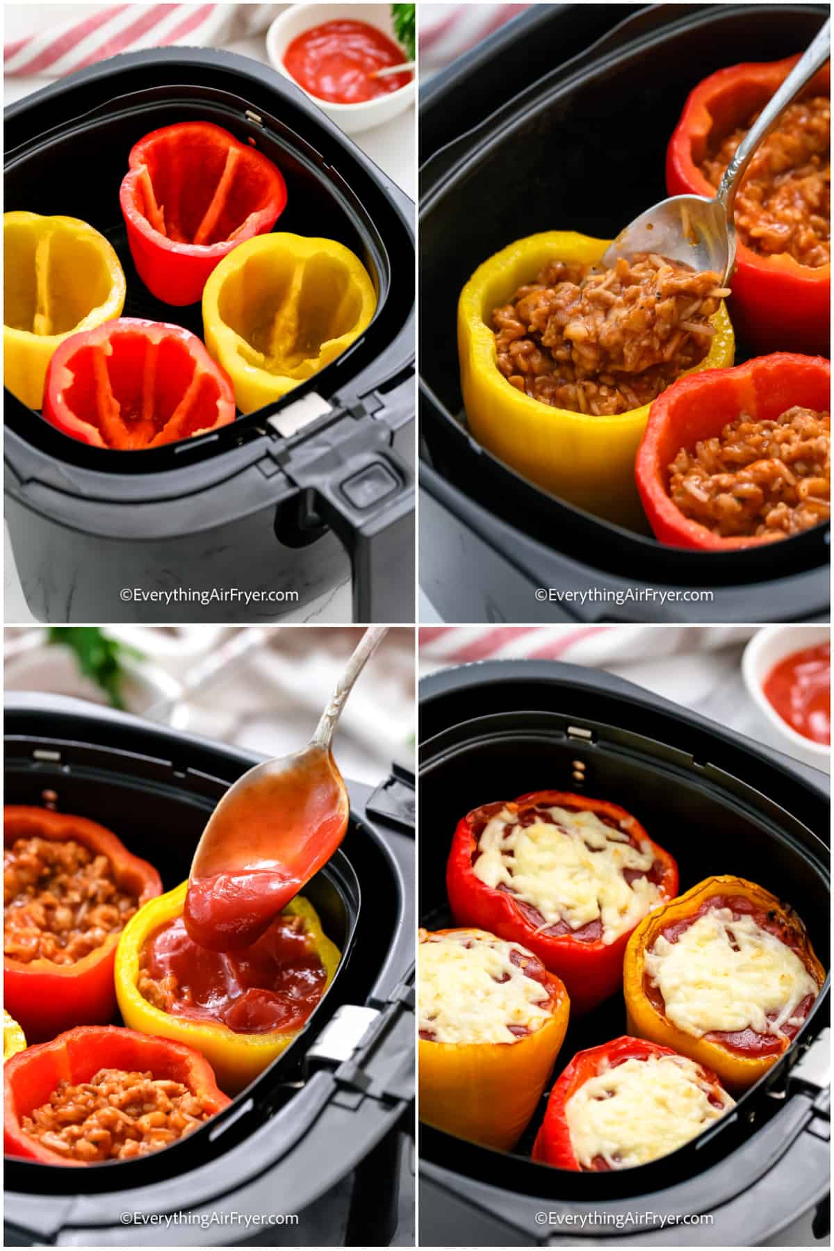 process of filling stuffed peppers