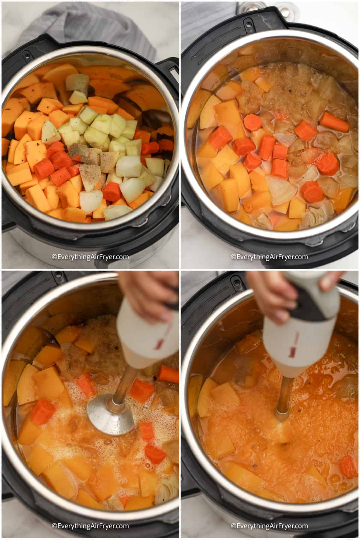 process of blending instant pot butternut squash soup