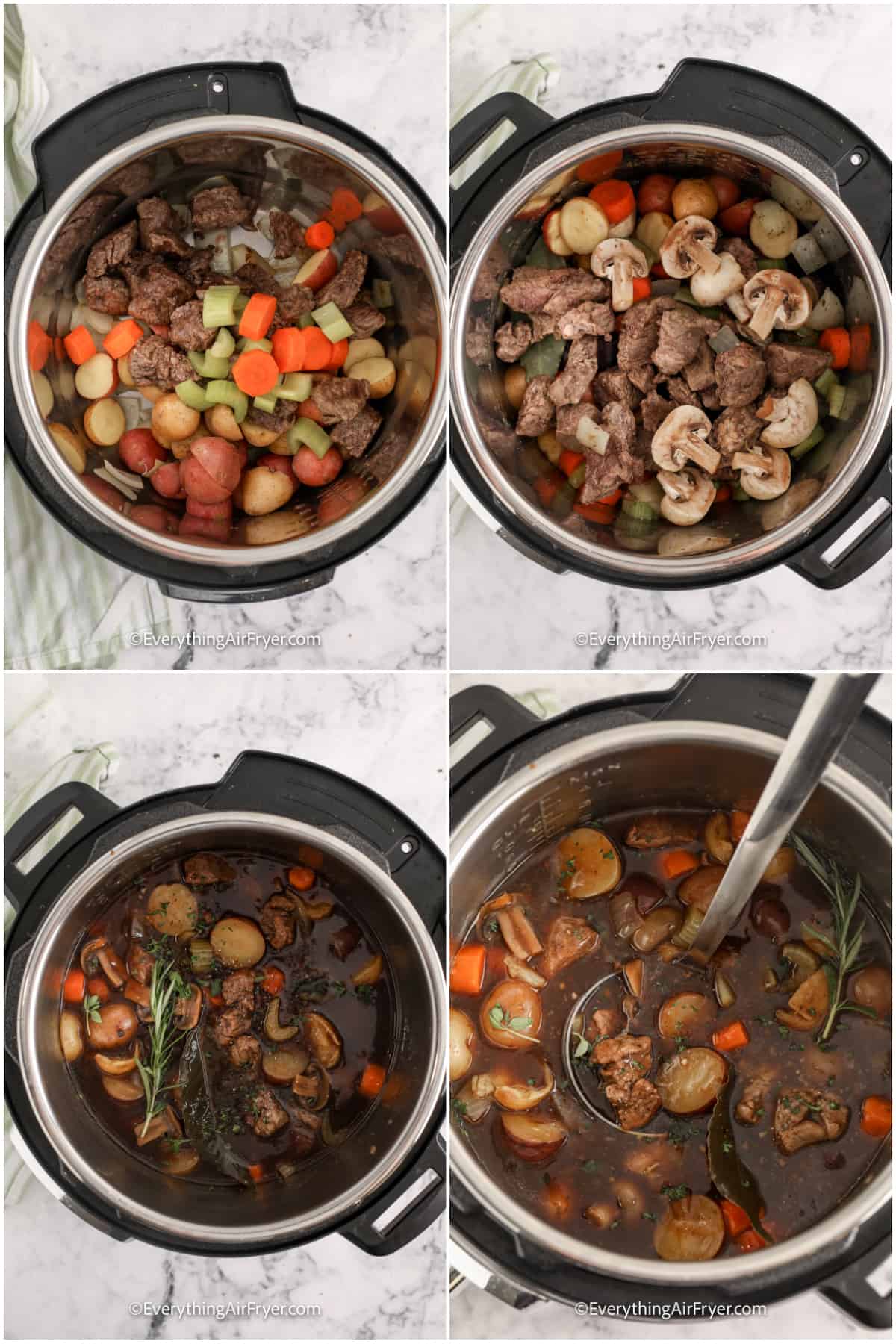 process of making instant pot vegetable beef soup