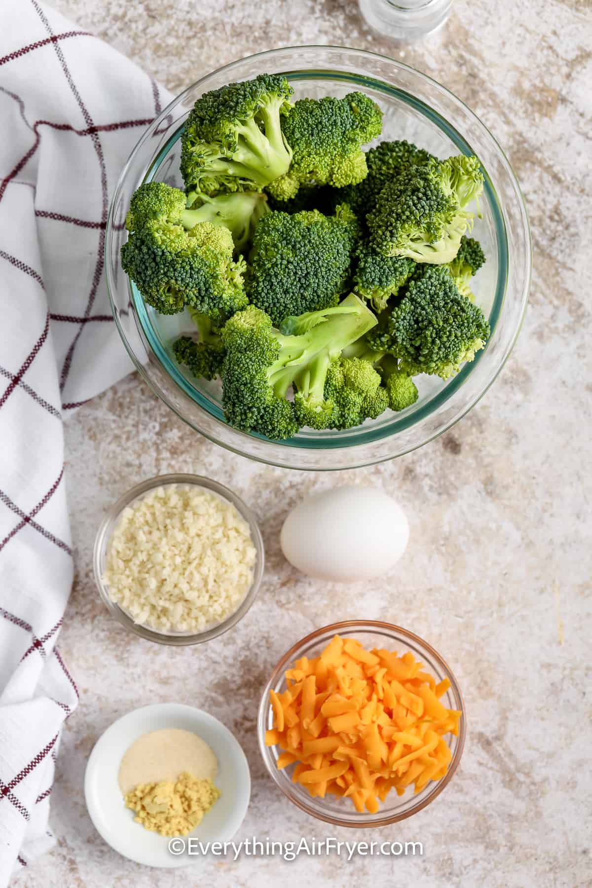 ingredients assembled to make broccoli tots