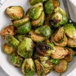 air fryer Brussels sprouts in a bowl